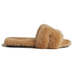Hermes Oran sheepskin all-match comfortable one-word slippers women's brown, H231288Z 1J