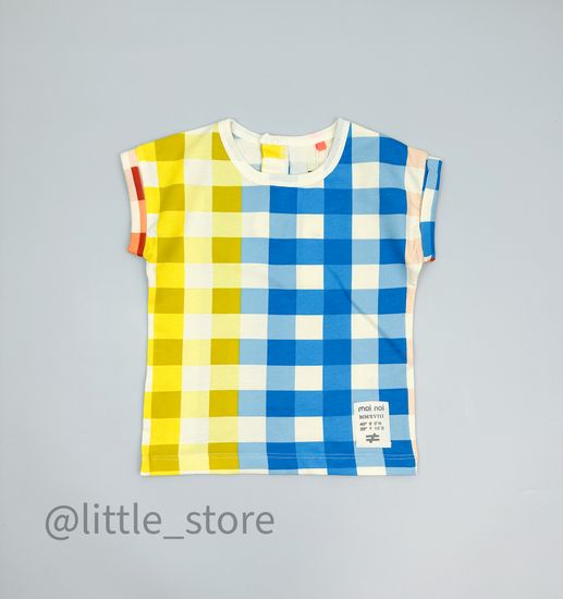 Футболка из футера (тонкого) Moi Noi, Клетка на бежевом