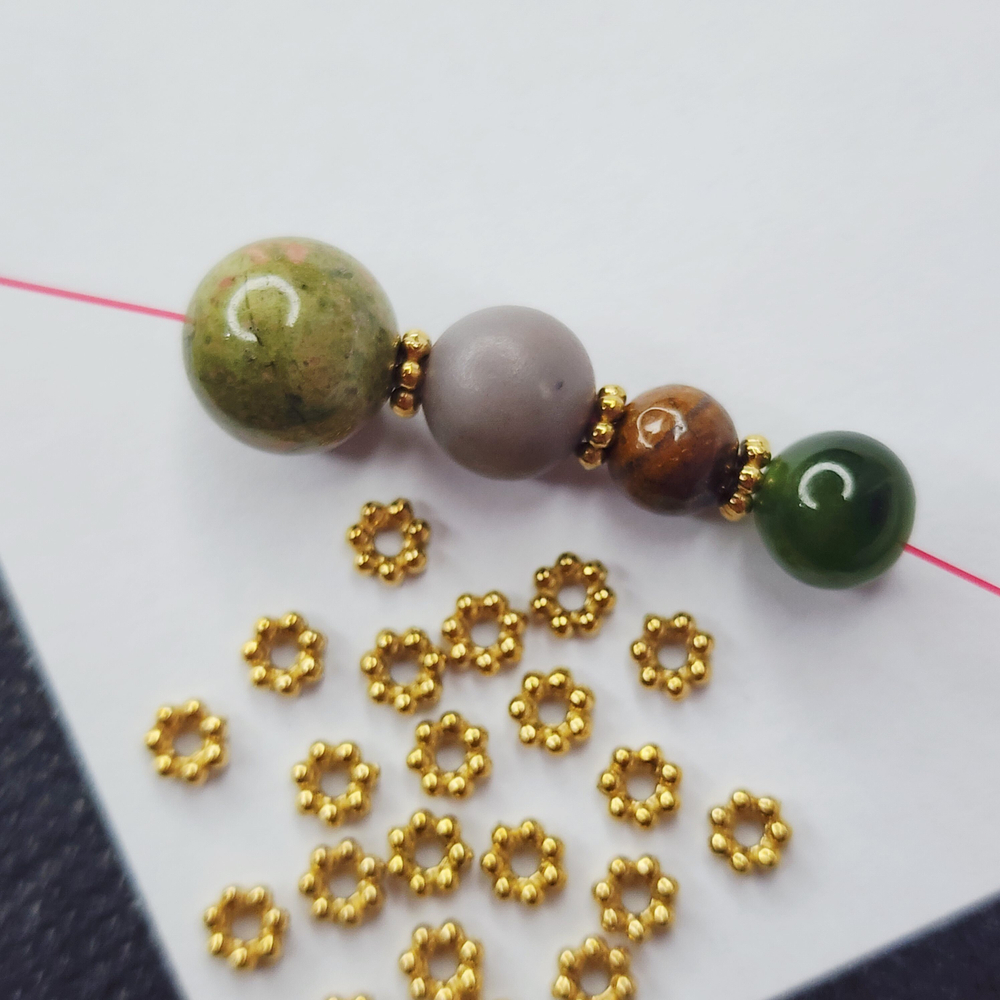 Бусина разделитель, сталь, 2я позолота, проставка, рондель, р-р 4×1.5мм