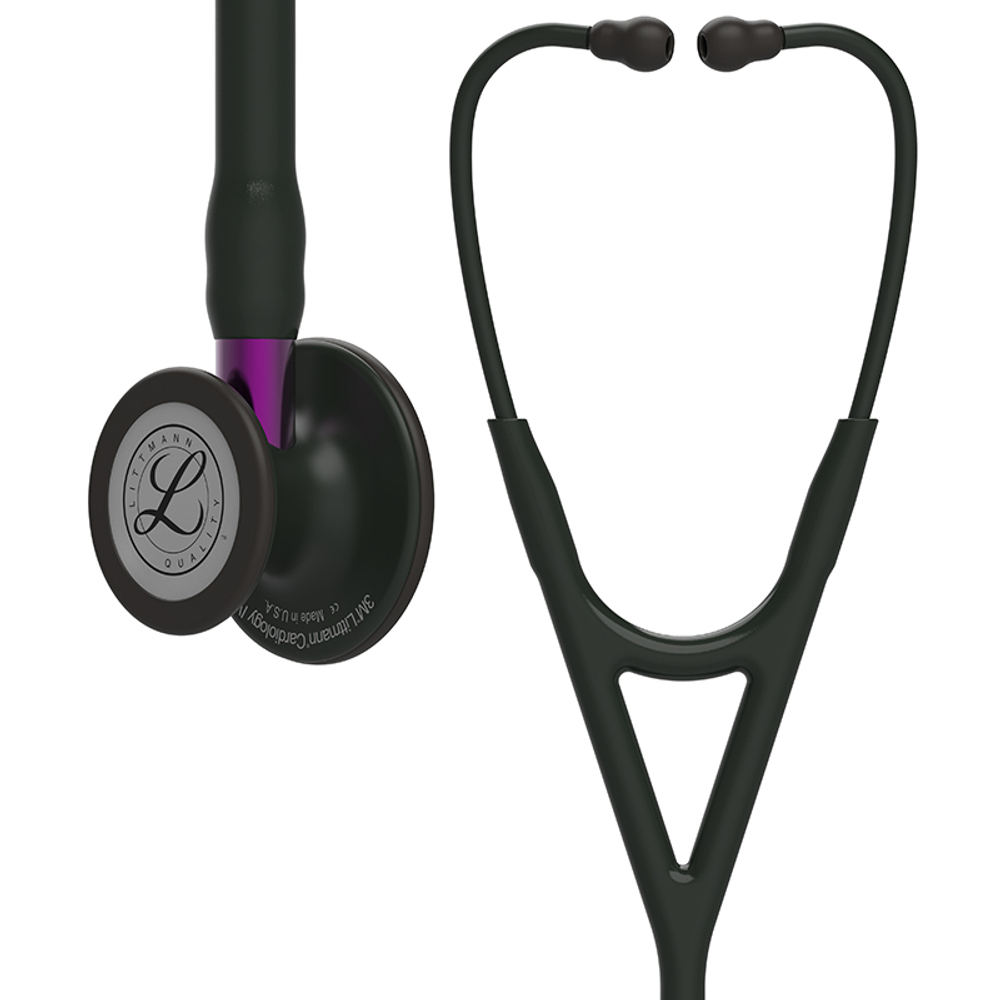 Стетоскоп Littmann Cardiology IV, черный, черная матовая акустическая головка, фиолетовый ствол (6203)