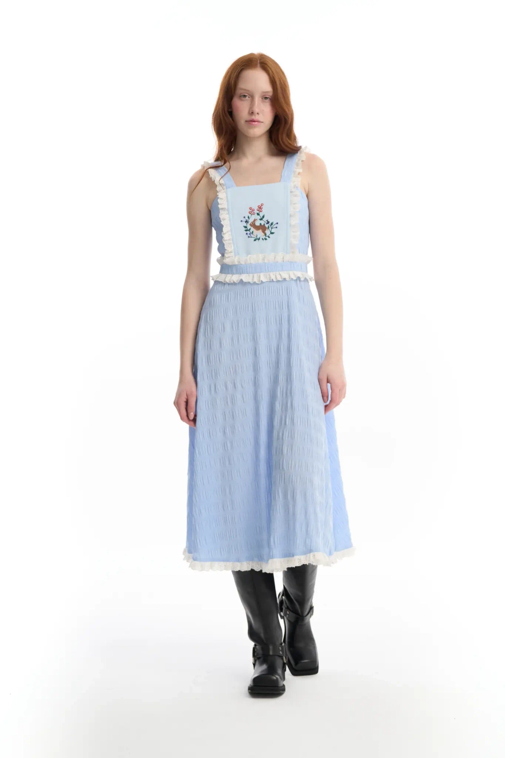 Платье-миди из жатого хлопка