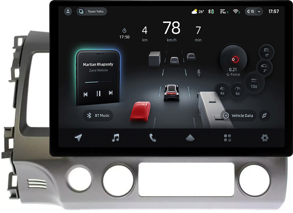 Магнитола Honda Civic 8 4d 2005-2012 (левый руль, рамка 10) - Teyes CC4-PRO монитор 13" 2K QLED на Android 13, Snapdragon 778G, 8+128, AI, CarPlay, DSP, 4G SIM-слот