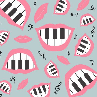 Слушай музыку и улыбайся! (серо-розовый вариант)