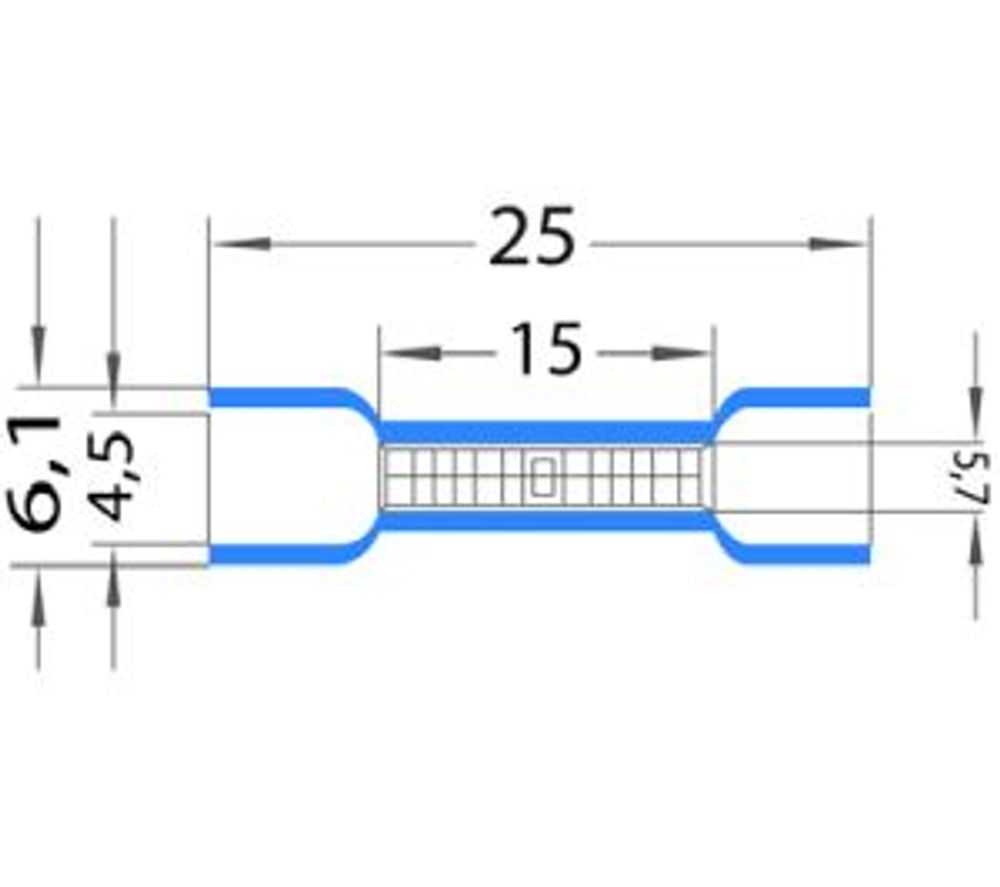 Соединительная гильза изолированная L-26 мм 1.5-2.5 мм² (ГСИ 2.5/ГСИ 1,5-2,5) синяя REXANT