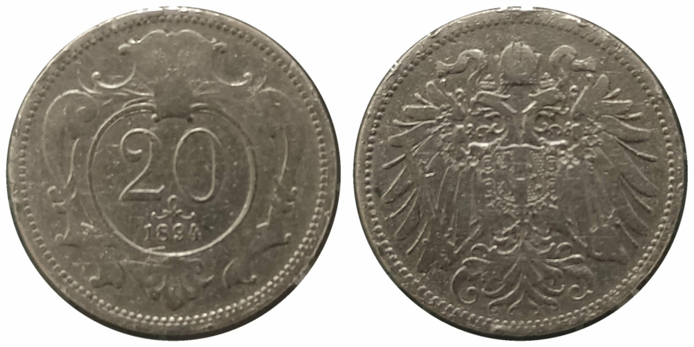 Австрия 20 геллеров, 1892-1914 XF