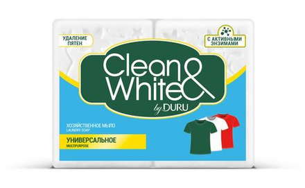 DURU Мыло хозяйственное Clean & White, 240гр., (2шт по 120гр), блок 24шт., ДУРУ