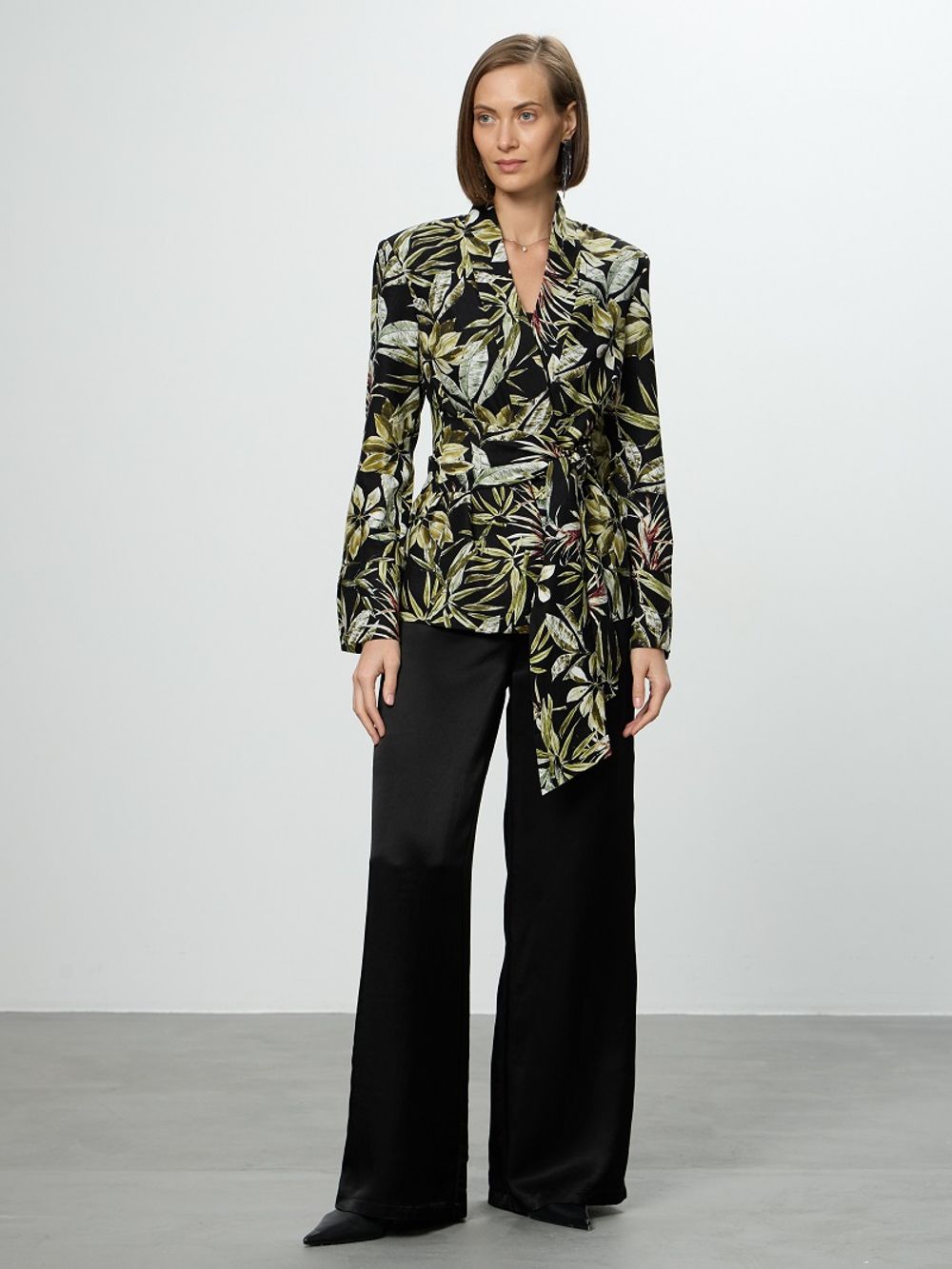 Жакет приталенный ПРИНТ лён