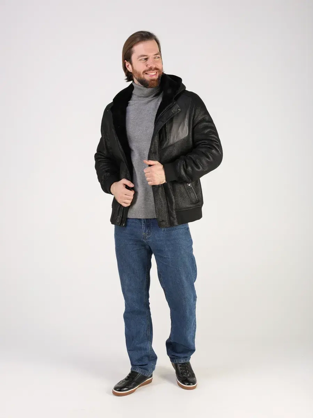 Дубленка натуральная куртка зимняя с капюшоном