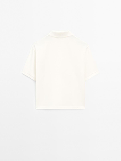 Massimo Dutti Свитер из мерсеризованного хлопка пике, кремовый