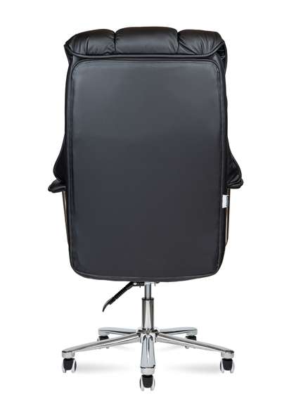 Кресло офисное Норден / Президент / сталь + хром / черная  экокожа