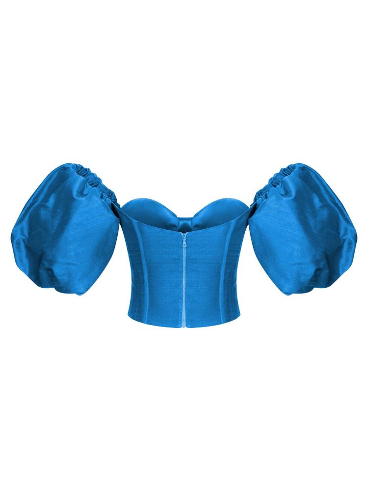 Шелковый топ с объемными рукавами