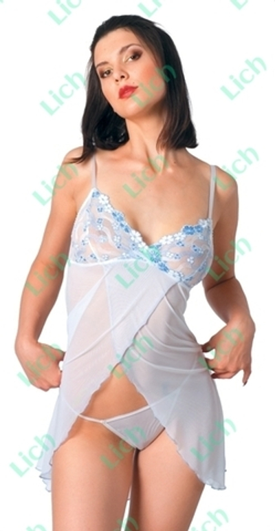 Сетевая сорочка с вышивкой и трусики-стринг (Erolanta 862498)