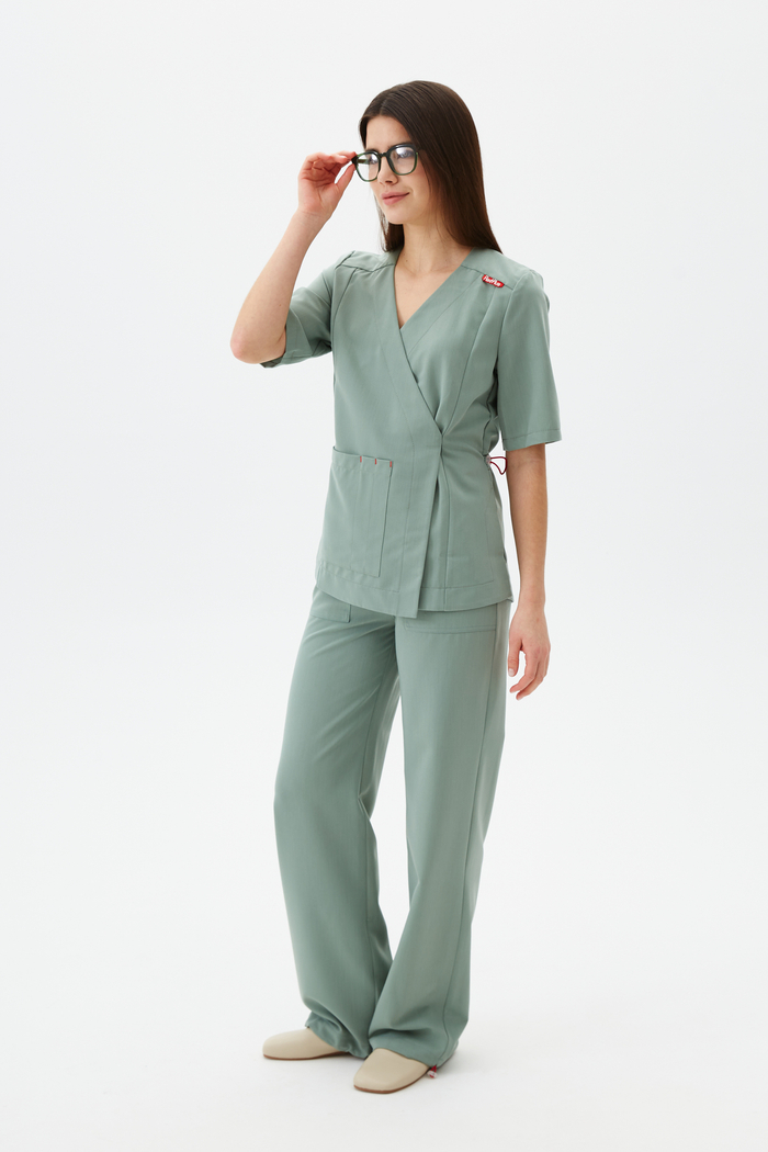 Топ с запахом медицинский женский Йошо, шалфей