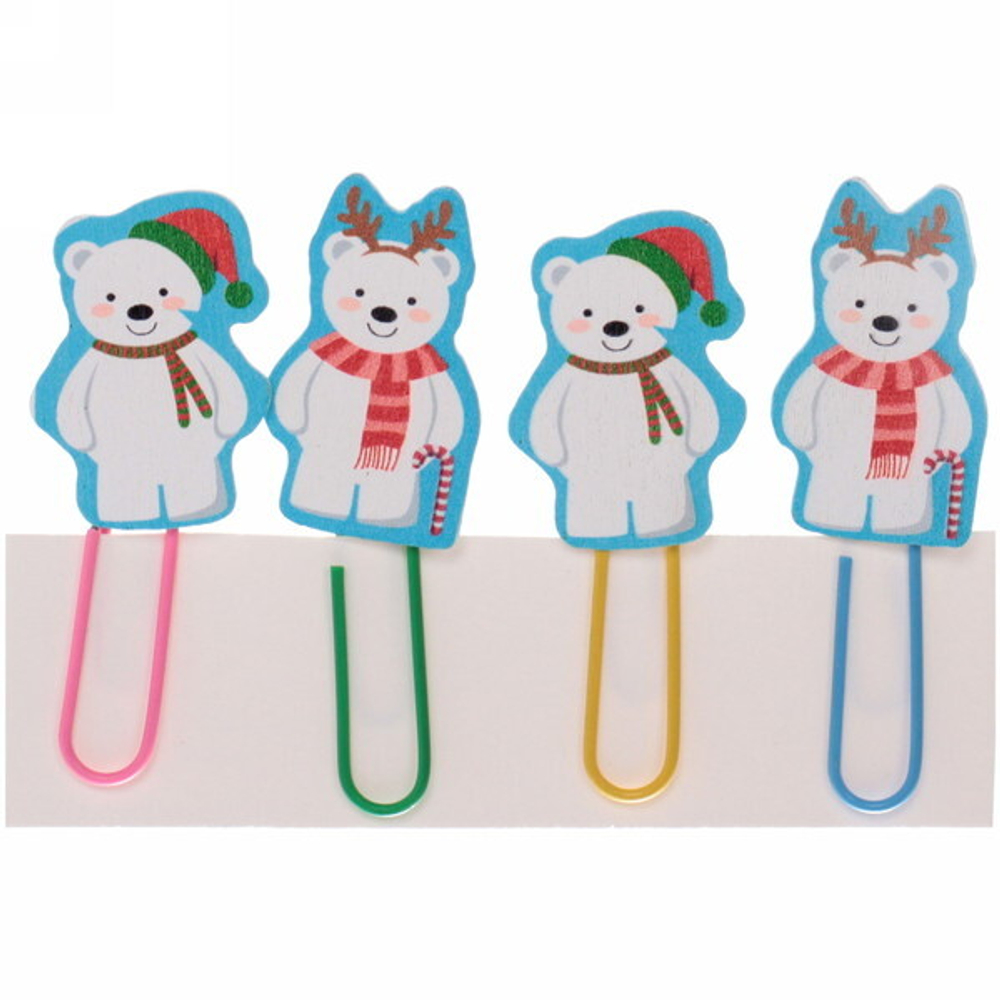 Скрепки для бумаги 4шт «Медвежата» 5 см