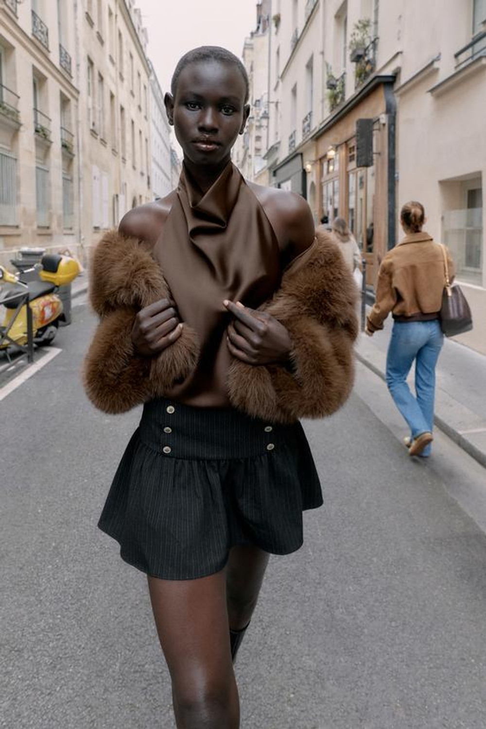 ZARA ЮБКА-ШОРТЫ С ПУГОВИЦАМИ, ЧЕРНЫЙ