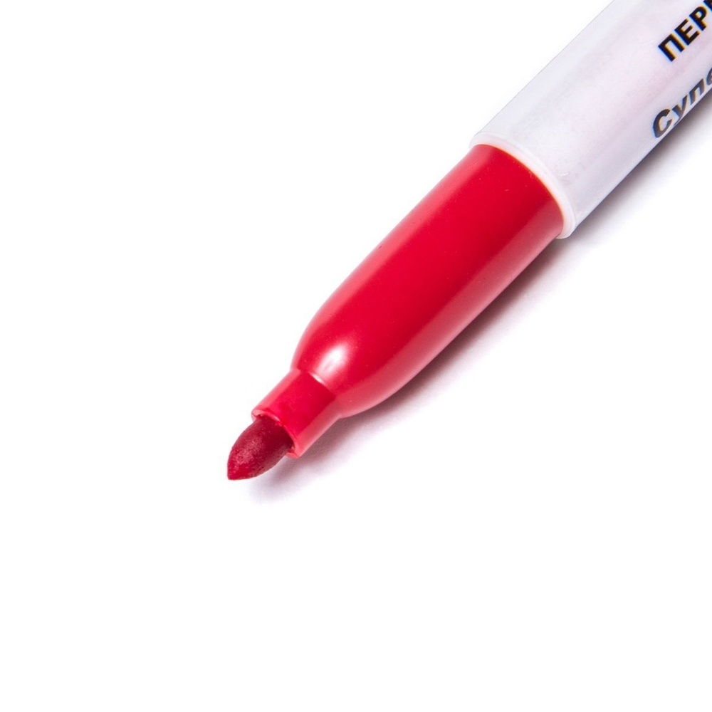Маркер перманентный, Alingar, красный, острый пулевидный, 1-2 мм, 12 шт/уп, европодвес