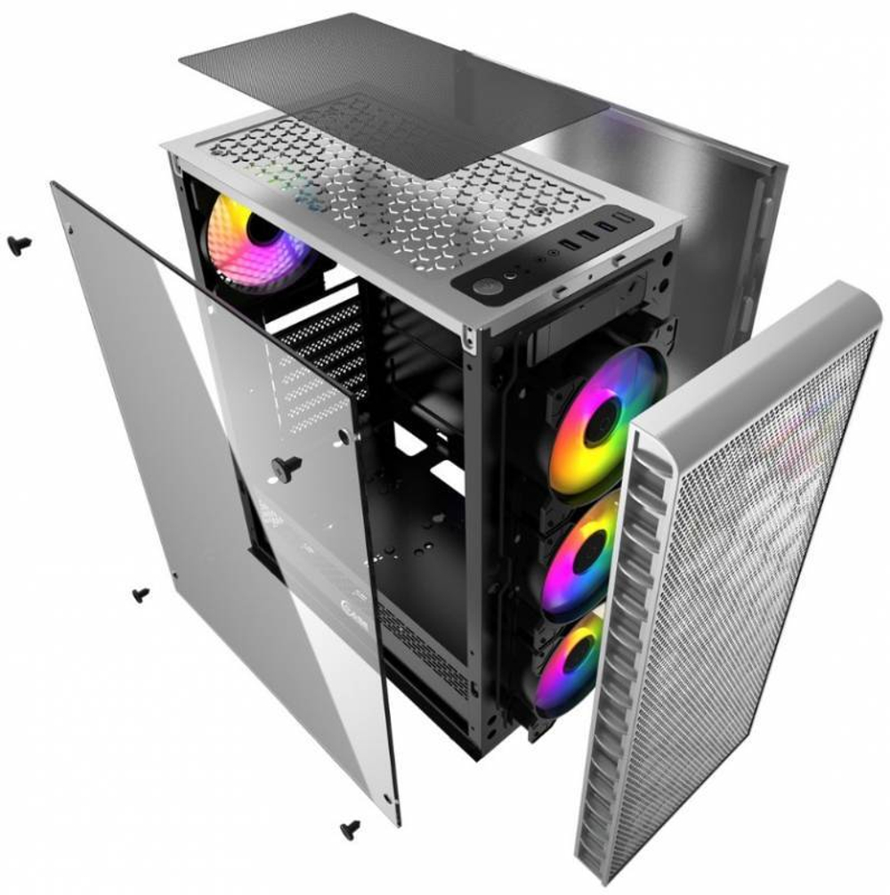 Компьютерный корпус Powercase MISTRAL MESH Z4С TG LED White