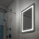 Зеркало с подсветкой Саурон, 60х80 см  (сенсорный выключатель, регулировка яркости, холодный свет 6000К, алюминиевая рама)