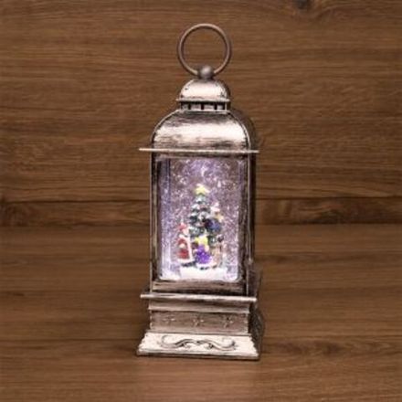 Декоративный фонарь с эффектом снегопада и подсветкой Рождество, белый