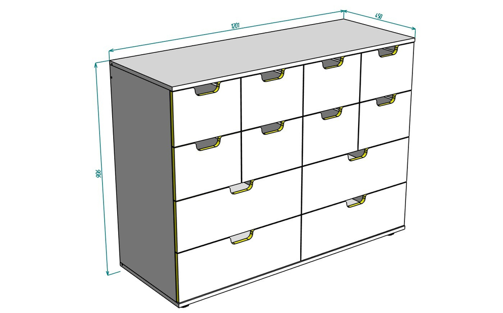 Комод Генри-15 IKEA (МДФ) Белый DM635-6 120*45*91 см,    Фиеста