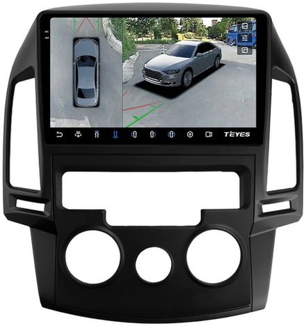 Магнитола для Hyundai i30 2007-2012 (кондиционер) - Teyes CC3-2K-360 на Android 10, 2K QLED, 6Гб+128Гб, CarPlay, 4G SIM-слот, 4 камеры в комплекте