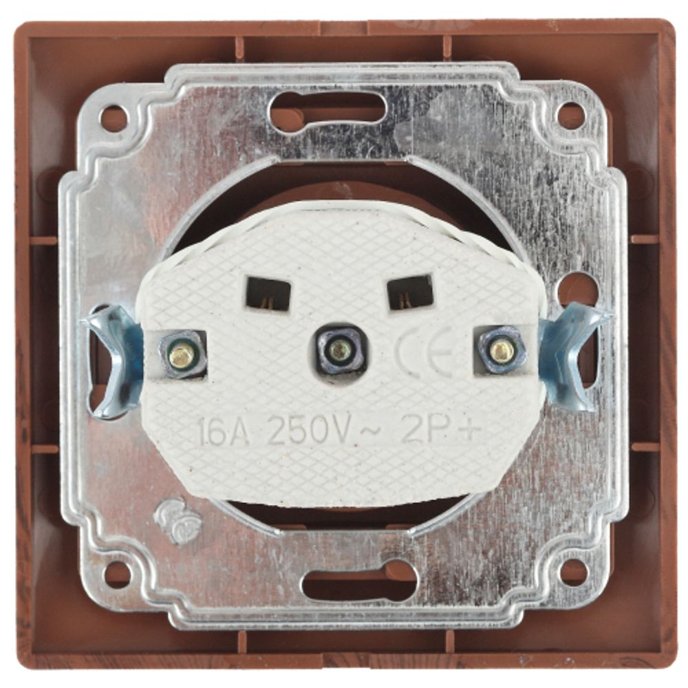 1-201-10 Intro Розетка 2P, 16А-250В, IP20, СУ, Plano, венге