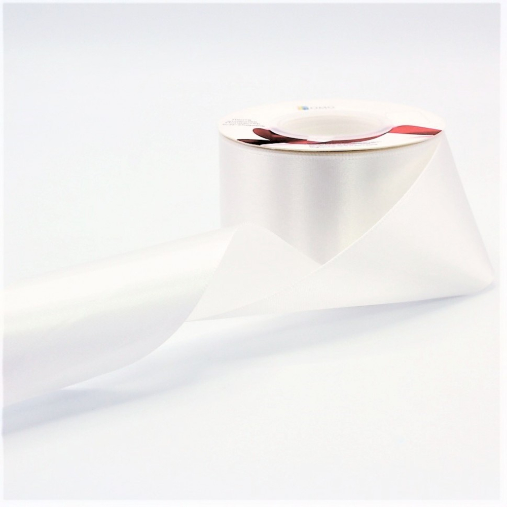 Лента Атласная 5см х 28м Полиэстер класс А (Белый)