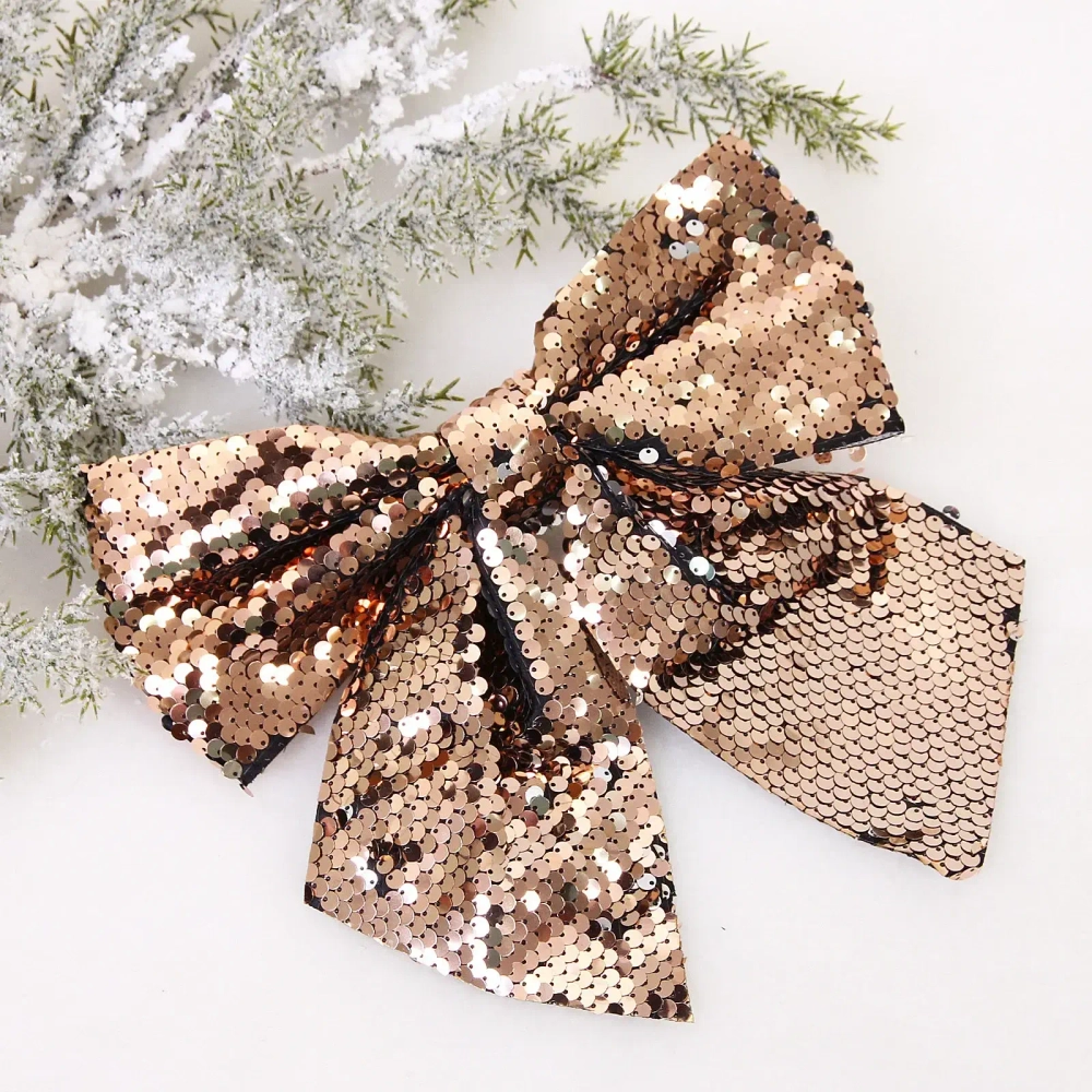 Бант на ёлку «Сияние» 20*22 см, Розовое золото