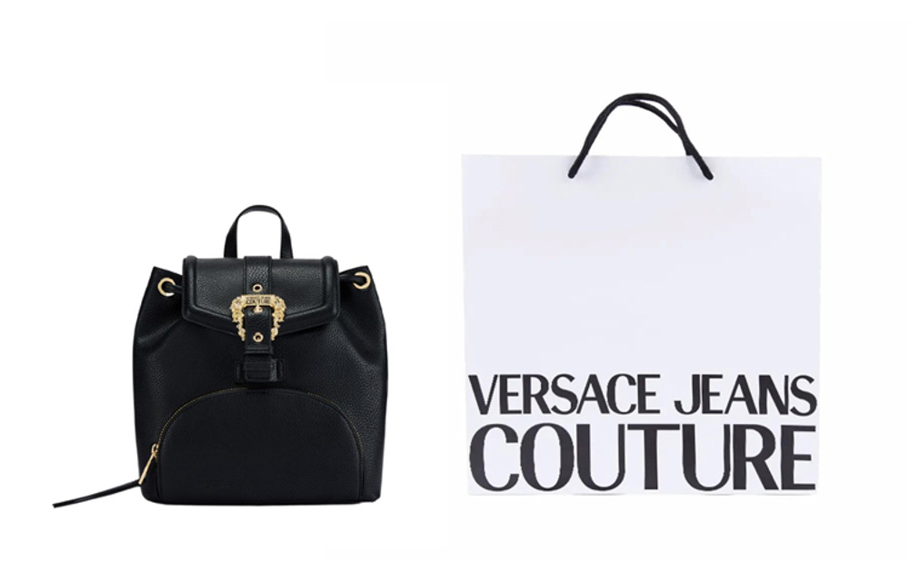 VERSACE JEANS COUTURE Artificial Leather Backpack Large Women"s Black