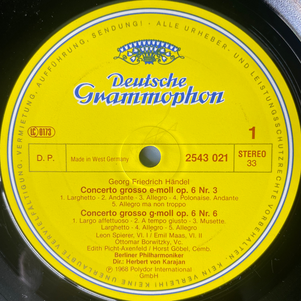 Гендель - Большие концерты №№ 3, 4, 5, 6 (Германия 1982г.)