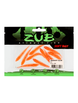 Приманка ZUB-MAGGOT SLIM 40мм-12шт, (цвет 250) морковный с блестками
