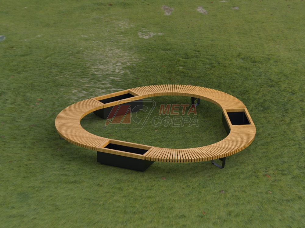 Лавка Rail Road 02 с 3-мя вазонами