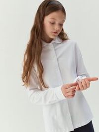 Блузка трикотажная для девочки "Белая" на кнопках 7+