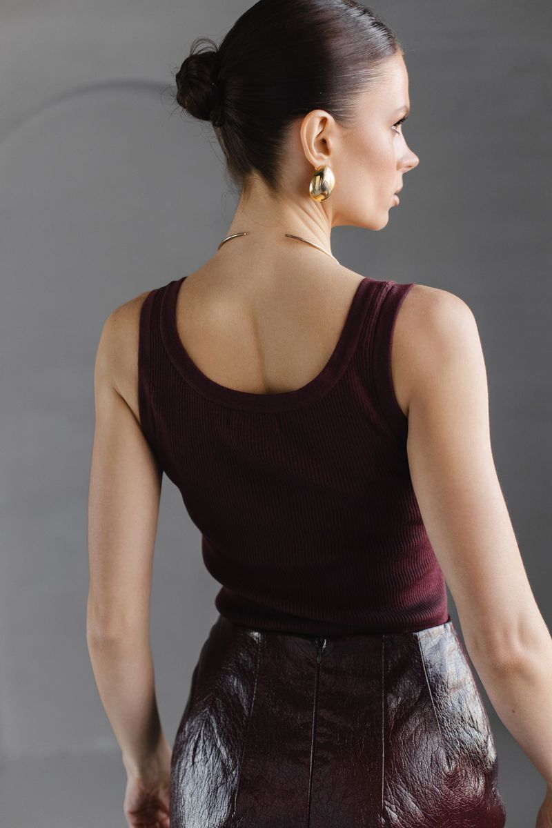 Майка из вискозы с шерстью бордовая