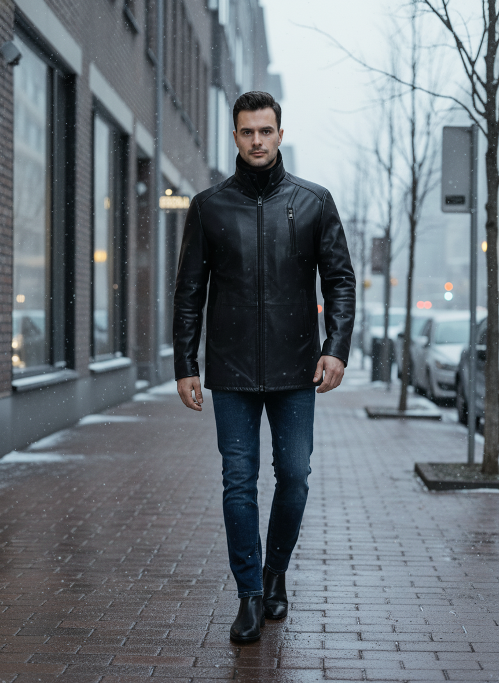 KHIMEONE Мужская кожаная куртка на меху (натуральная кожа/натуральный мех)