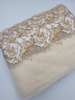 Вышивка на сетке бежевый/золото К793 правая 21 см