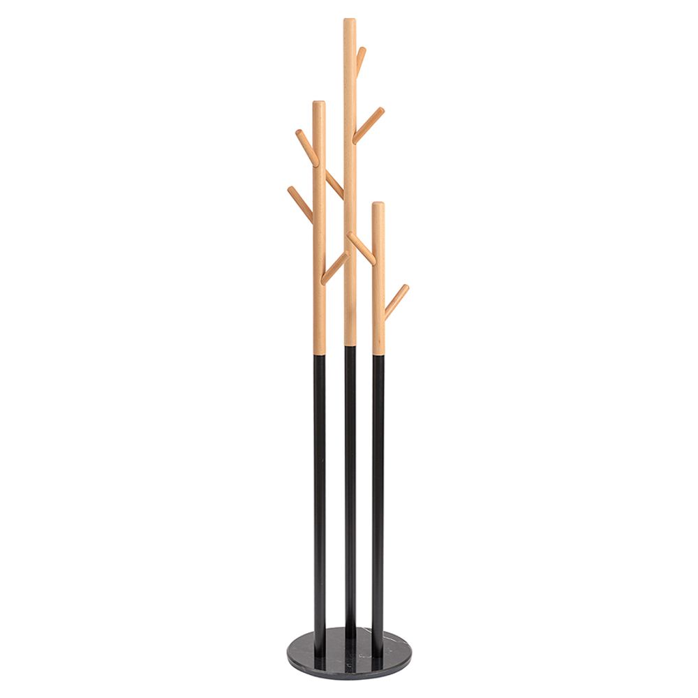 Вешалка напольная Solheim, 171 см, черный мрамор/натуральное дерево