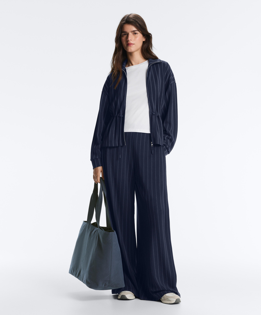 OYSHO Широкие брюки мягкие на ощупь с боковой складкой и модалом, синий