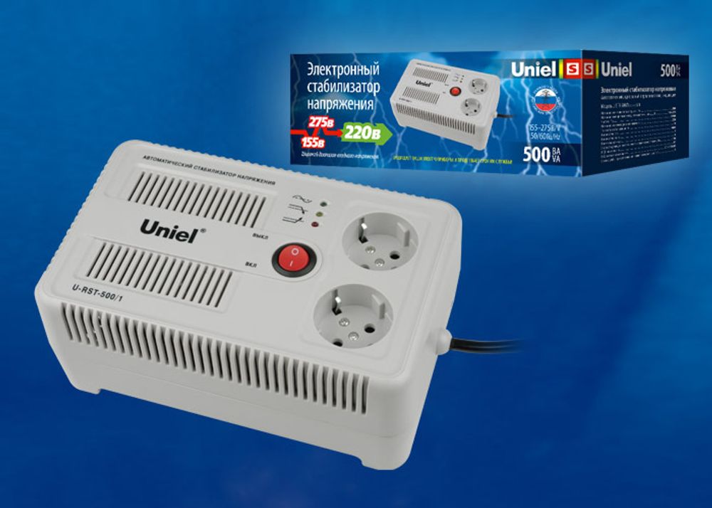 U-RST-500/1 Стабилизатор напряжения серии Simple Standard. 500ВА. Настольный. TM Uniel.