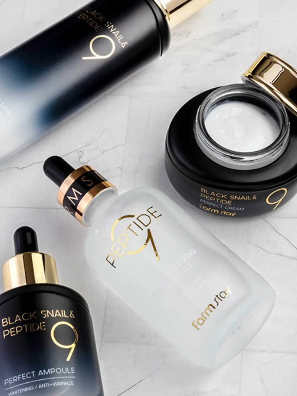 FARMSTAY - КРЕМ ДЛЯ ЛИЦА ОМОЛАЖИВАЮЩИЙ С МУЦИОМ ЧЕРНОЙ УЛИТКИ BLACK SNAIL & PEPTIDE9 PERFECT CREAM, 55 ML