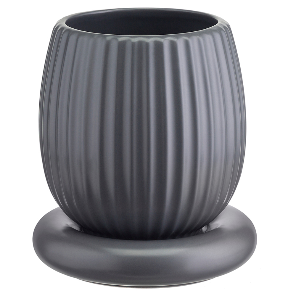 Горшок цветочный серого цвета из коллекции edge, 1,2 л