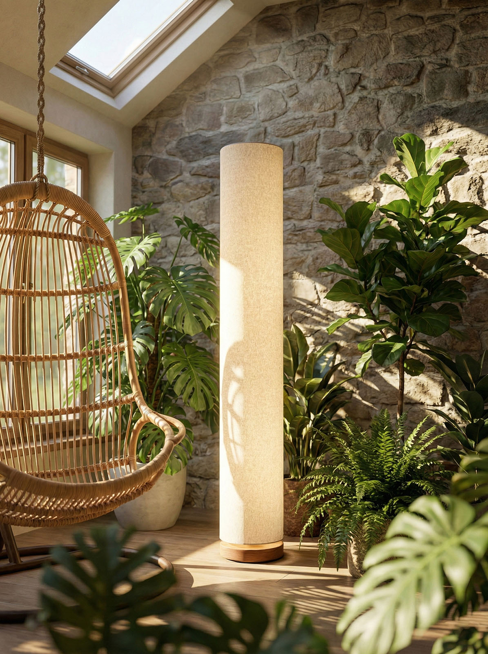 Торшер Tower в светлом интерьере в биофильном стиле