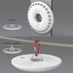 Фонарь кемпинговый светодиодный ЭРА K24 НЛО на батарейках с магнитом карабином походный многофункциональный светильник | Кемпинговые фонари