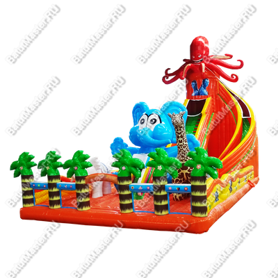 Коммерческий надувной батут "Африканские приключения" 18*9*6 м
