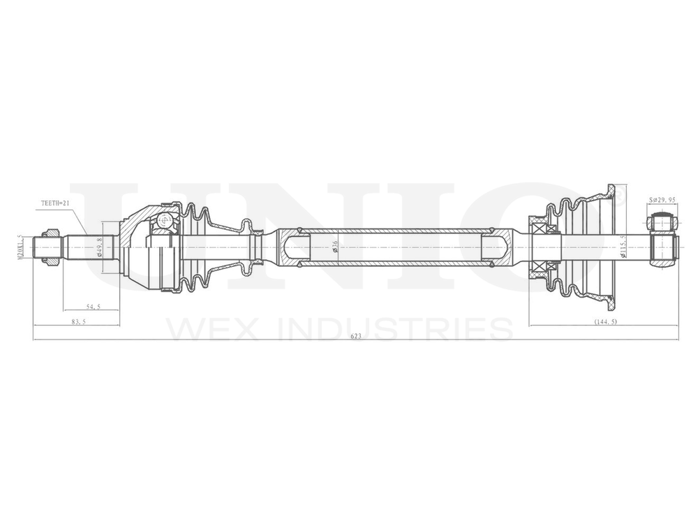 Привод в сборе передний левый UNIO CVJ-10051