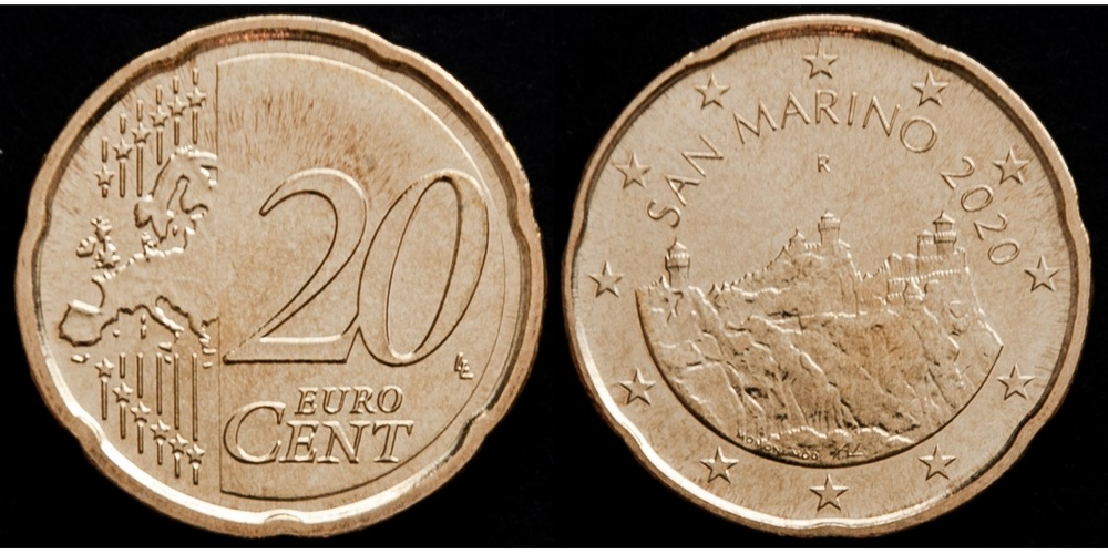 Сан-Марино 20 евроцентов, 2017-2025 UNC