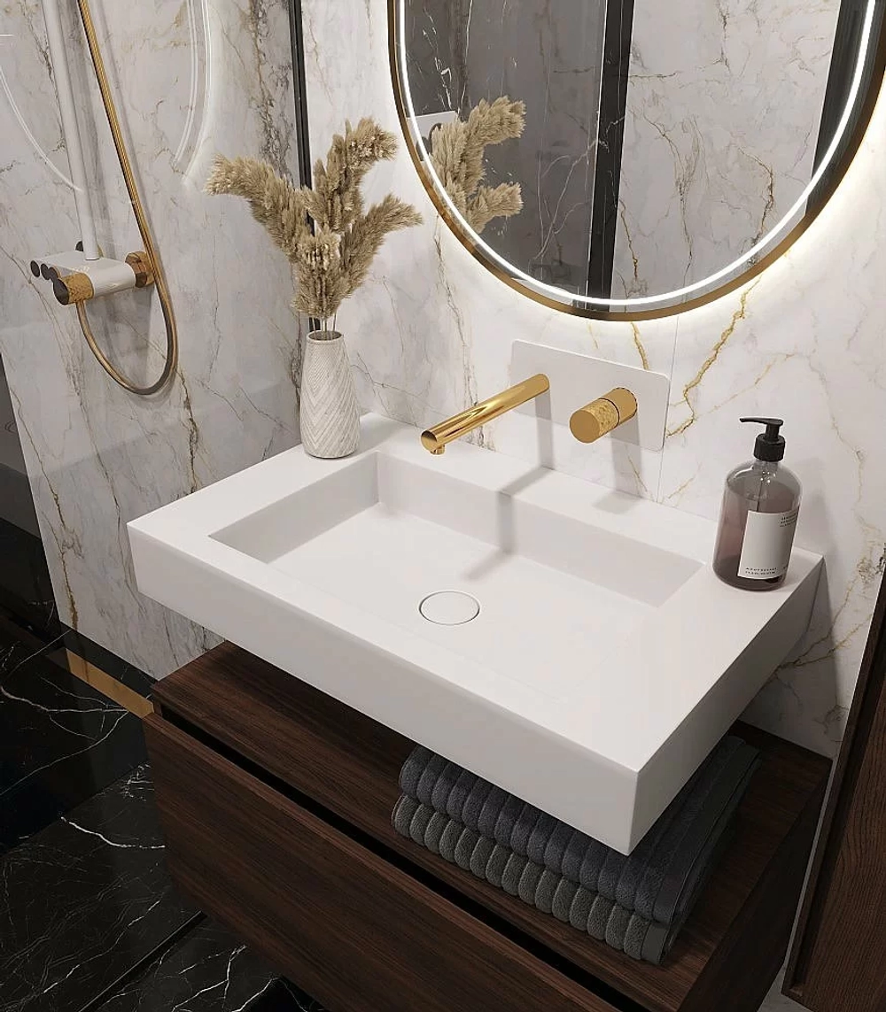 Тумба с раковиной Armadi Art Flat 140 темный дуб