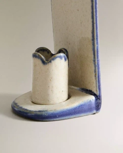 ZARA HOME ПОДСВЕЧНИК ИЗ КЕРАМИКИ С КОНТРАСТНОЙ КРОМКОЙ, ЭКРЮ