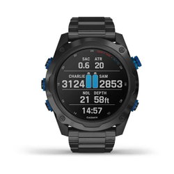 Комплект умные часы Garmin Descent Mk2i титановые с DLC-покрытием и черным титановым ремешком + датчик Descent T1