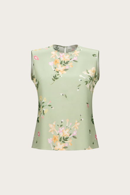 ТОП ИЗ ЗЕЛЕНОГО ШЕЛКА С АВТОРСКИМ ПРИНТОМ